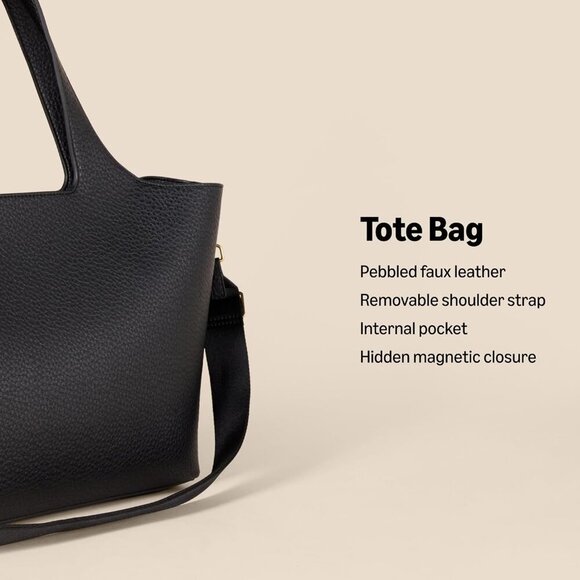 Women's Faux Leather Tote Bag with Adjustable Strap for Daily Use - Picture 2 of 5